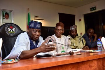 Former President Olusegun Obasanjo when he visited Governor Nasir El-Rufai at Kaduna Government House on Wednesday December 11, 2019
