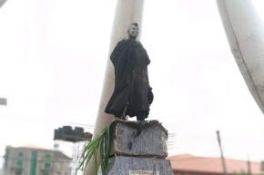 The charred statue of Dr Nnamdi Azikiwe