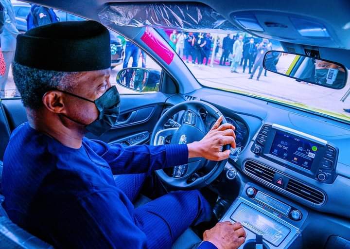Osinbajo test drives Nigeria-assembled electric car
