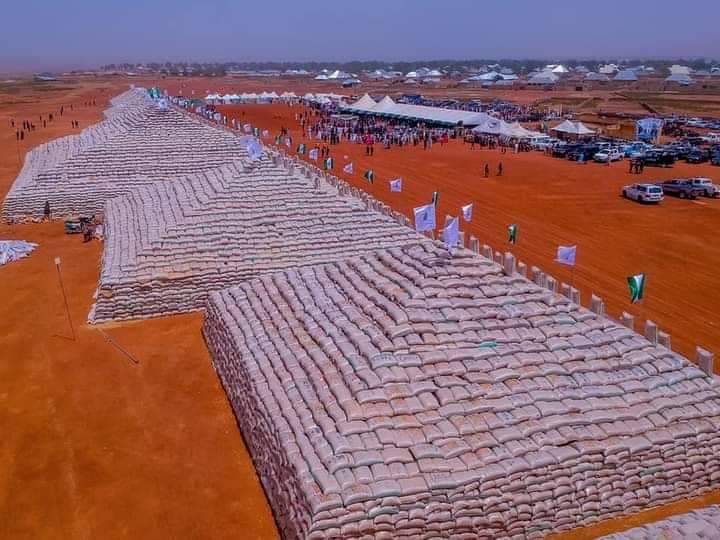 An aerial view of Kebbi rice pyramids