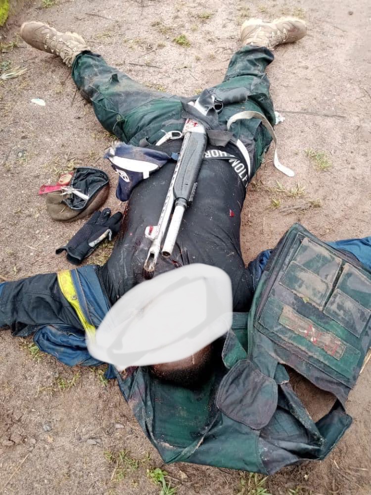 The body of the slain insurgent