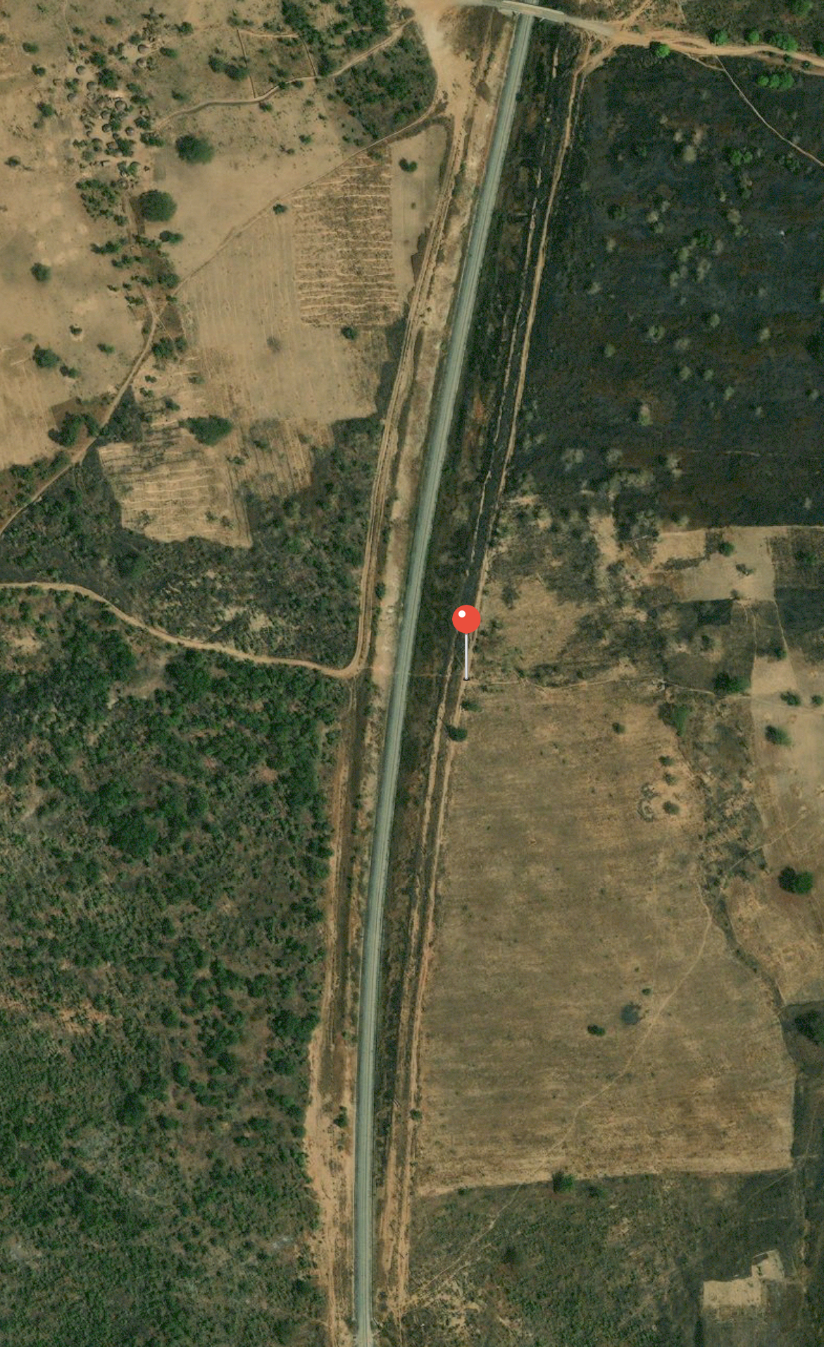 Satellite map showing the location of the train as sent by one of the passengers