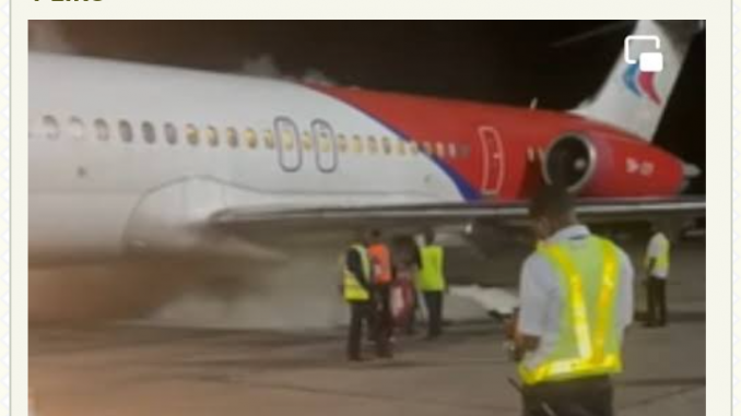 Lagos-bound DanaAir aircraft tyres catch fire