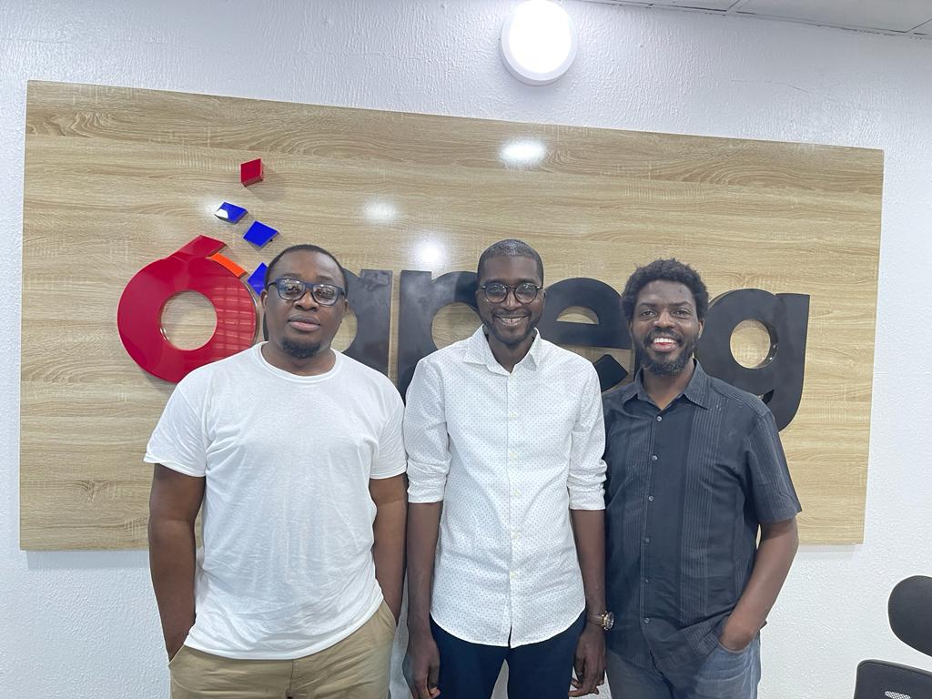 Paymish CEO, Suleiman Nadabo [middle] flanked at the right by the Oaperg CEO, Bamidele Adetayo, and to the left by the CEO of 3D Animation, Bisi Adetayo, after signing the partnership deal.