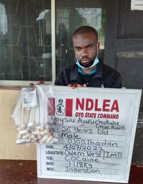   Wani dan Najeriya mai shekaru 26 Aloysius Onyekwe ya yi zargin fitar da hodar iblis guda 47 bayan da jami an hukumar yaki da fataucin miyagun kwayoyi ta kasa NDLEA suka kama shi An kama Mista Onyekwe ne a Ibadan biyo bayan rahoton sirri da hukumar tsaro ta farin kaya ta SSS ta raba Kakakin hukumar ta NDLEA Femi Babafemi ne ya bayyana hakan a wata sanarwa da ya fitar ranar Lahadi a Abuja Mista Babafemi ya ce yunkurin da mai safarar miyagun kwayoyi ya yi na tafiya ta hanyar mota zuwa kasar Aljeriya ta jihar Sakkwato dauke da kundila 47 na hodar iblis a cikinsa abin takaici ne daga jami an NDLEA Ya ce Mista Onyekwe wanda ya fito daga karamar hukumar Owerri ta Yamma jihar Imo an kama shi ne a ranar Lahadi 3 ga watan Yuli a filin shakatawa na Ojoo Ibadan inda ya je ya hau mota ta kan hanyar Sokoto zuwa Algeria A cewar Babafemi wanda ake zargin ya yi tafiya ne tare da wata budurwa yar shekara 18 mai suna Blessing Nwoke Mahaifin wani yaro dan watanni 10 ya fitar da kwalayen hodar ibilis guda 47 a cikin najasa biyar Ya furta cewa ya fara tafiyar sa zuwa kasar Aljeriya daga yankin Cele da ke Okota Legas inda ya sha haramtaccen maganin mai nauyin kilogiram 1 1 in ji shi Haka kuma a jihar Oyo an kama allunan Tramadol 225mg a kasa da 1 900 daga hannun wani dillalin magunguna Mustapha Ijabula mai shekaru 22 wanda ya fito daga yankin Mubi a Adamawa Mista Babafemi ya ce Ijabula wanda aka kama a cikin wata motar kasuwanci da ta nufi Yola zuwa Adamawa ya tsaya domin gudanar da bincike akai akai akan hanyar Legas zuwa Ibadan A jihar Akwa Ibom jami an sashin ruwa na hukumar sun kama wani mai safarar kan iyakoki mai suna Fonkou Dassi dan shekaru 31 a ranar Juma a da allunan Tramadol 225mg 6 000 da nauyinsu ya kai kilogiram 3 Wannan shi ne lokacin da aka kama wani jirgin ruwa na kasuwanci da ya shiga ana bincike a kan hanyarsa ta zuwa Kamaru Wanda ake zargin ya boye magungunan da aka gano a cikin cartoon indomie noodles inji shi Hakazalika an kama wani dillalin miyagun kwayoyi da ake nema ruwa a jallo Uduak Samuel mai shekaru 29 a ranar Talata 5 ga watan Yuli bayan ya halarci zaman kotu inda matarsa ke fuskantar shari a kan wani shari ar miyagun kwayoyi Mista Babafemi ya ce wanda ake zargin ya yi watsi da wani abin baje kolin tabar wiwi mai nauyin kilogiram 9 a lokacin da aka binciko gidansa a ranar 27 ga watan Yuni kuma tun a wancan lokaci ake ta guduwa A lokacin da aka kama shi har yanzu ana samun Uduak a cikin wani lullubin skunk in ji shi A halin da ake ciki kuma a jihar Edo an kama wata shahararriyar dillalin miyagun kwayoyi Beauty Dauda yar shekara 27 dauke da nau o in Meth heroin wiwi da hodar ibilis a wata unguwa mai dimbin jama a da ke kan hanyar Legas a birnin Benin Mista Babafemi ya ce an kama Dauda ne a ranar 6 ga watan Yuli bayan da jami an NDLEA suka yi ta kutsawa cikin zoben kariyar da wasu yan bindiga suka yi mata a yankin NAN  