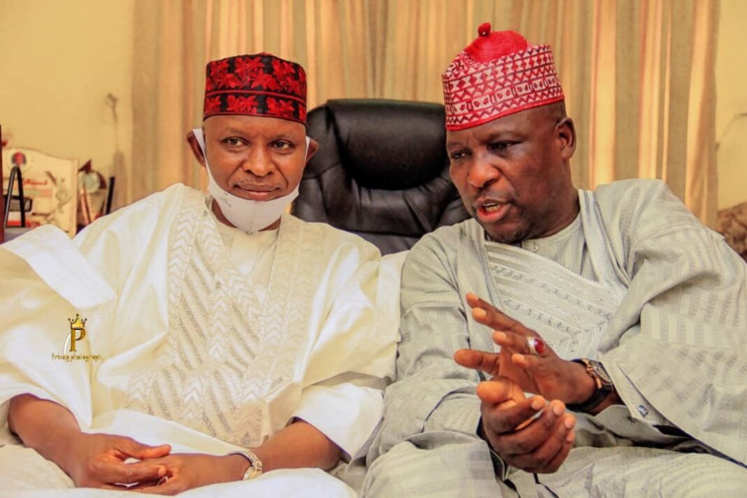 NNPP governorship candidate Abba Kabir Yusuf (left) with the state party chairman, Umar Haruna Doguwa