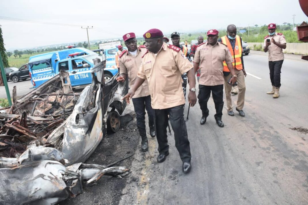 FILE PHOTO: Corps Marshal of the FRSC at the scene of an accident