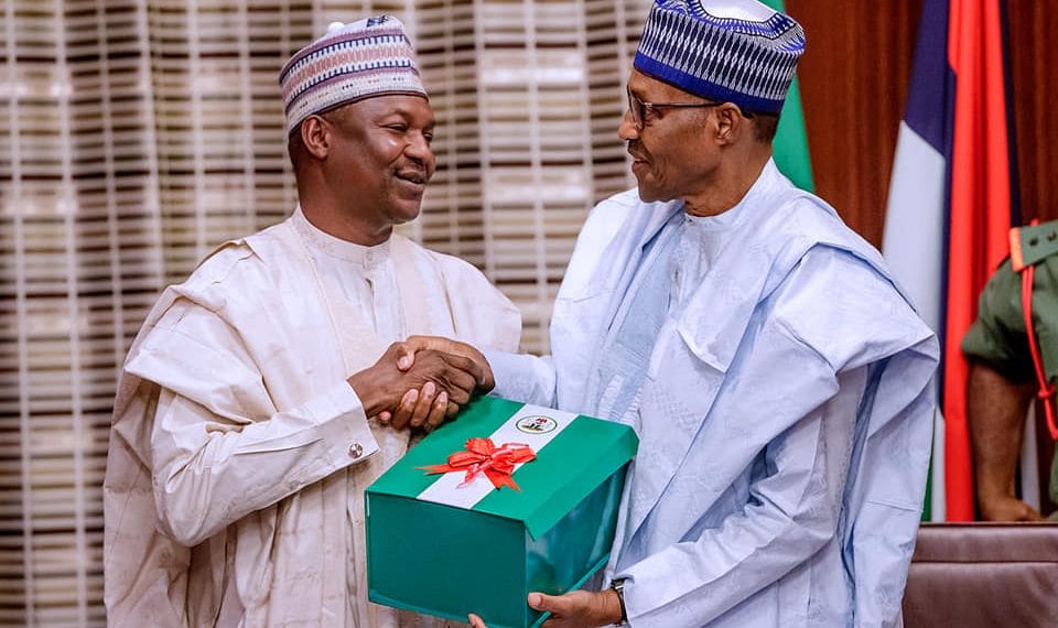 President Muhammadu Buhari with Minister of Justice Abubakar Malami