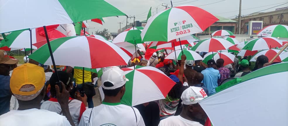PDP umbrella day in Lagos