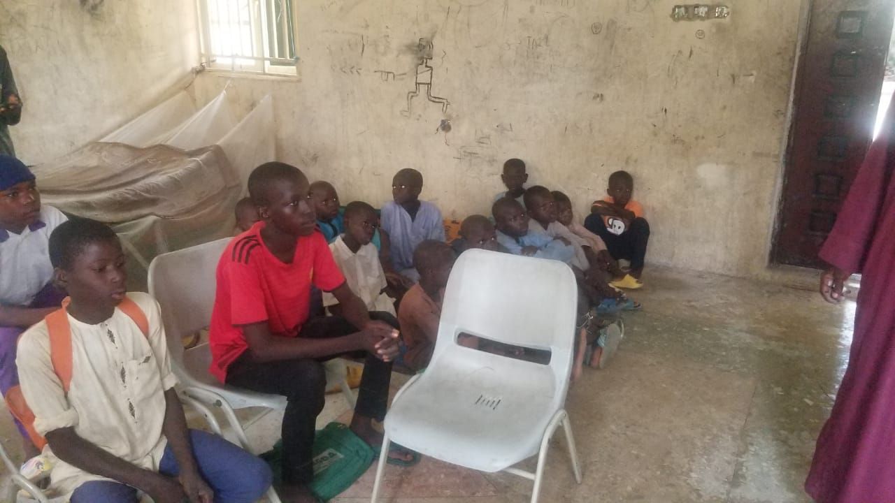 Almajiri students in class at Nafada Almajiri School