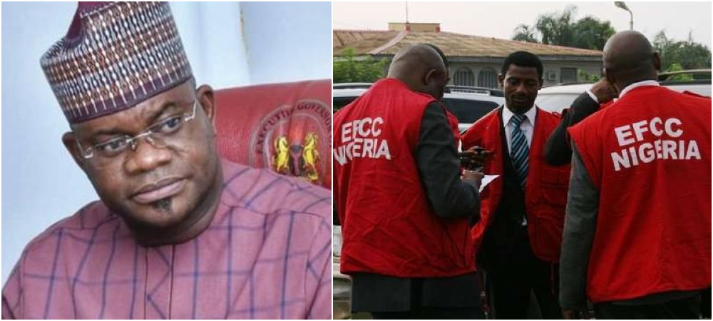 Governor Yahaya Bello and EFCC operatives