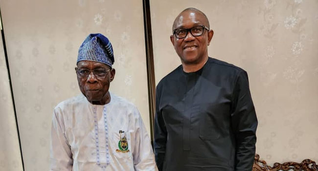 Olusegun Obasanjo with Peter Obi