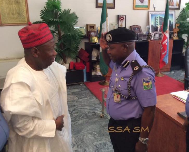 Balarabe Sule saluting his boss, Abdullahi Ganduje