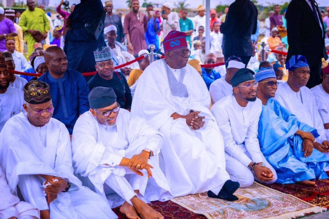 President Tinubu at Dodan Barracks Eid Prayer Ground, Lagos