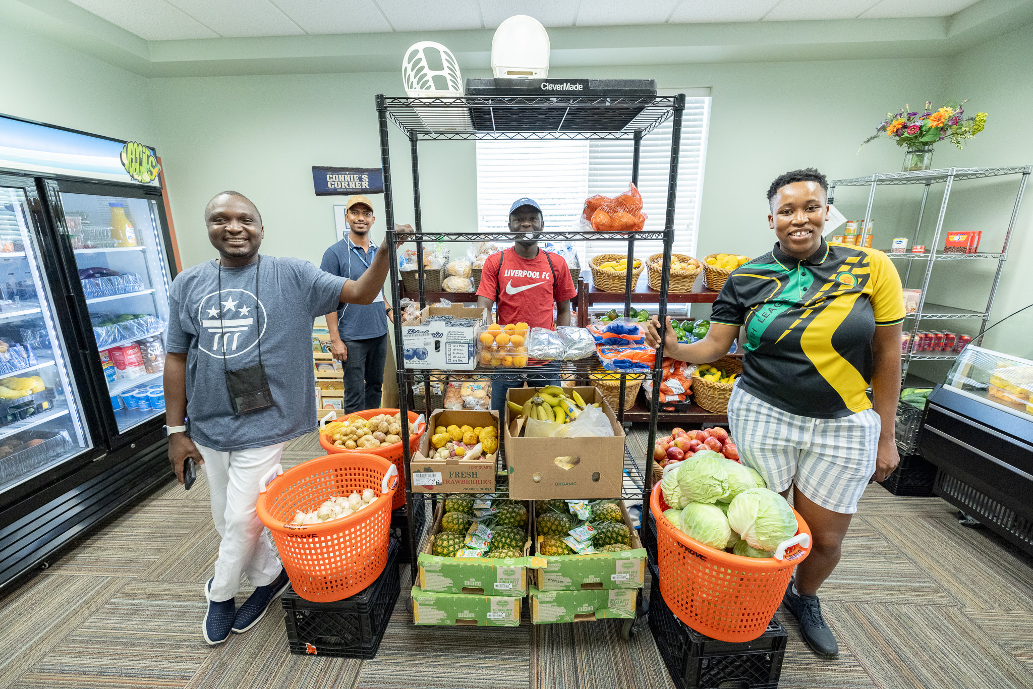 Inside the fresh fruit store for the needy at the Grove Outreach Center
