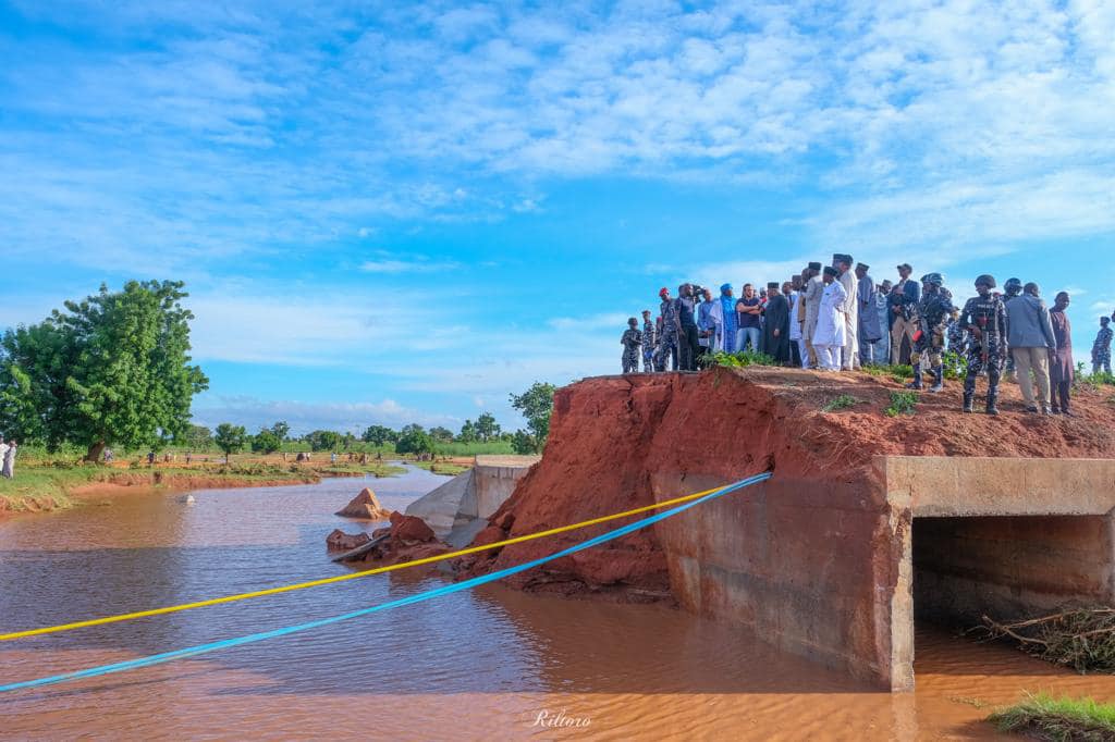 A portion of Bauchi-Gombe road washed away by floods