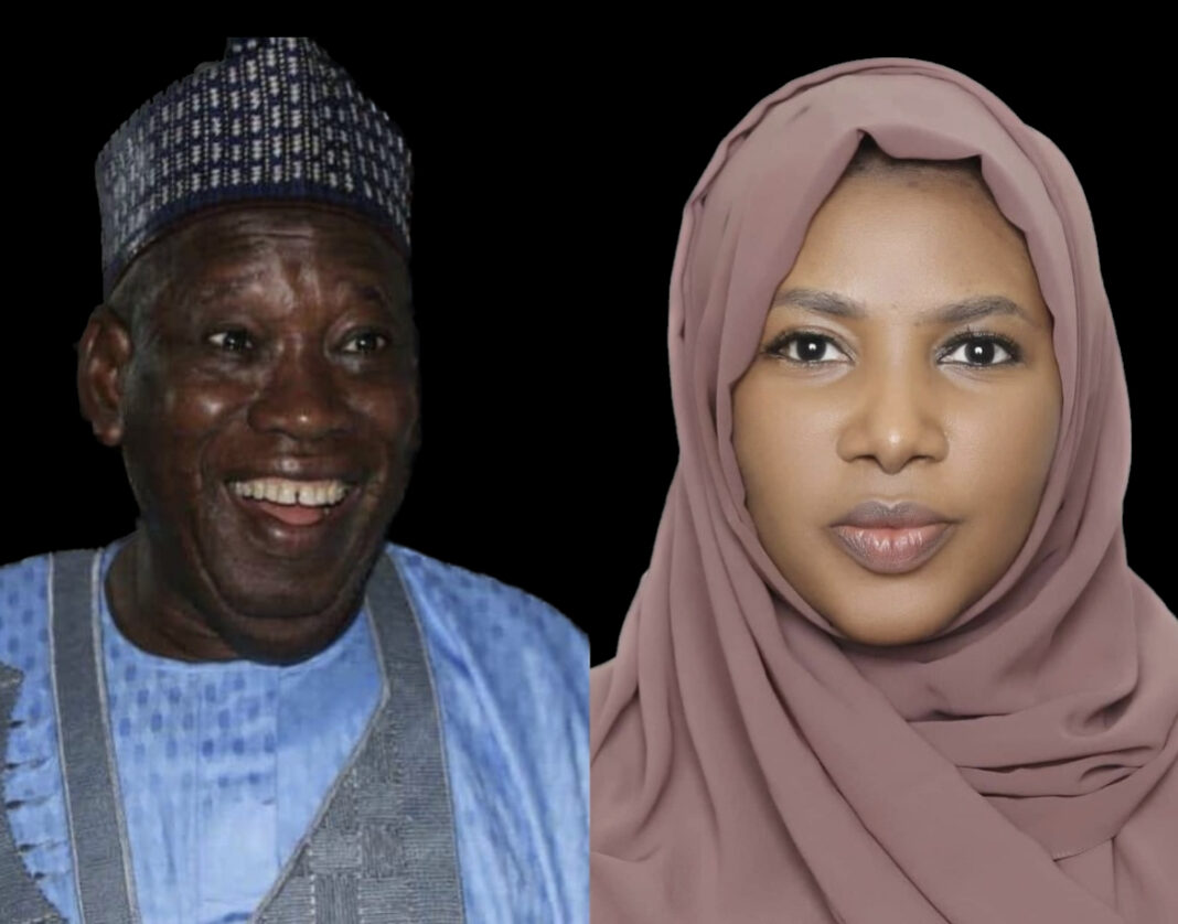 APC national chairman, Abdullahi Ganduje and former ministerial nominee Maryam Shettima