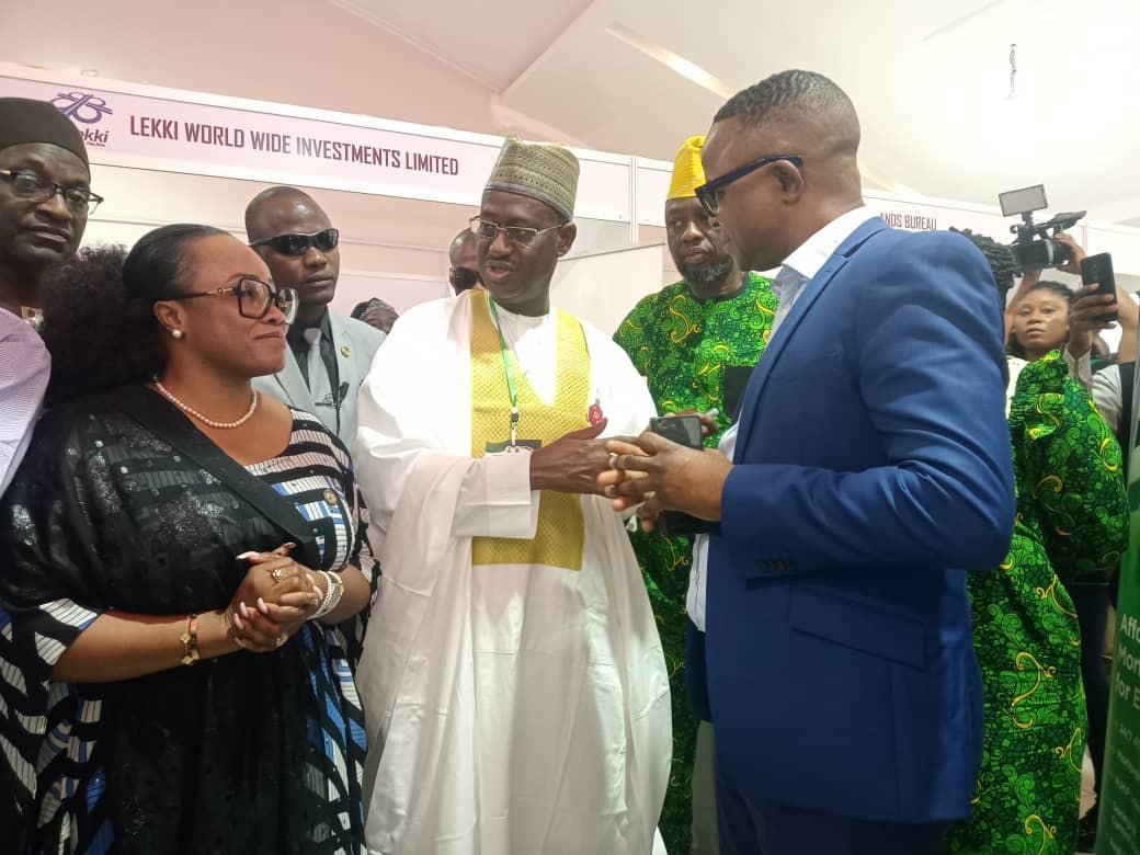 L-R: Special Adviser to Gov. Babajide Sanwo-Olu on Housing, Mrs Barakat Odunuga-Bakare; the Minister of Housing and Urban Development, Mr Ahmed Dangiwa; Managing Director, Lagos State Development and Property Corporation, Mr Kehinde Joseph and Acting Managing Director, Lagos Building Investment Company Plc, Mr Afolabi Omilabu at the 28th Conference of Directors of Lands in Lagos