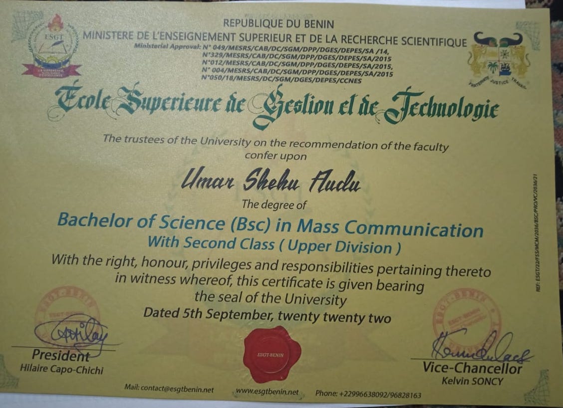 The degree certificate