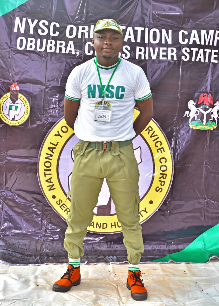 FULLY KITTED: Umar Audu at Obubra NYSC Orientation Camp, Cross River State