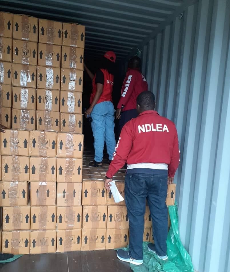 NDLEA operatives in a container