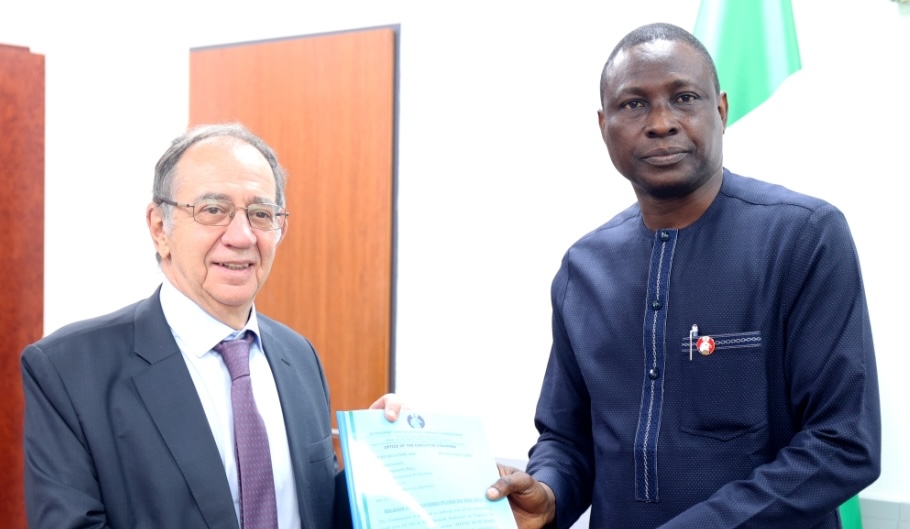Ola Olukoyede, Chairman of the Economic and Financial Crimes Commission (EFCC), has handed over Five Thousand, One Hundred Euros proceeds of crime to the Spanish Ambassador to Nigeria, Juan Sell.