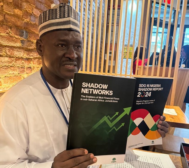 CISLAC Executive-Director, Auwal Musa Rafsanjani, during the launch of the 7th edition of the ‘SDG 16 Shadow Report 2024’ on the sidelines of the 79th United Nations General Assembly, UNGA.
