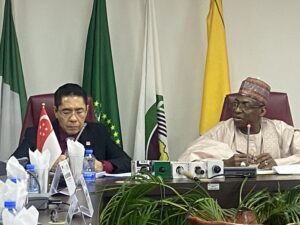 Dr Maliki Osman, Singapore Minister in the Prime Minister’s Office and Second Minister of Education and Foreign Affairs and Amb. Dunoma Ahmed, Permanent-Secretary, Ministry of Foreign Affairs. (NAN)