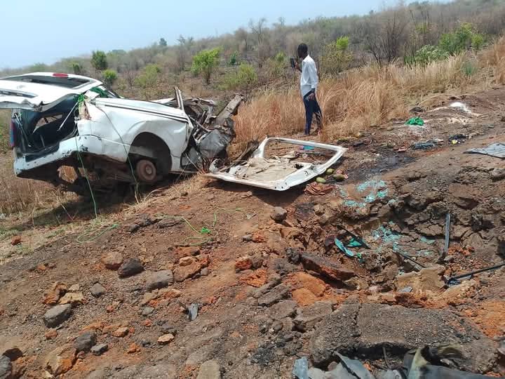 The wreckage of the car