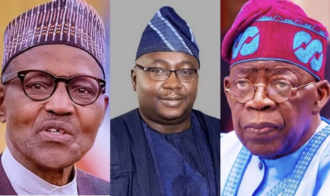 Former President Muhammadu Buhari, Minister of Power Adebayo Adelabu and President Bola Tinubu