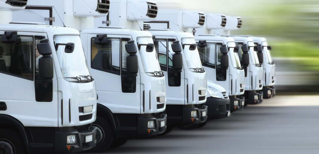 A fleet of refrigerated delivery trucks